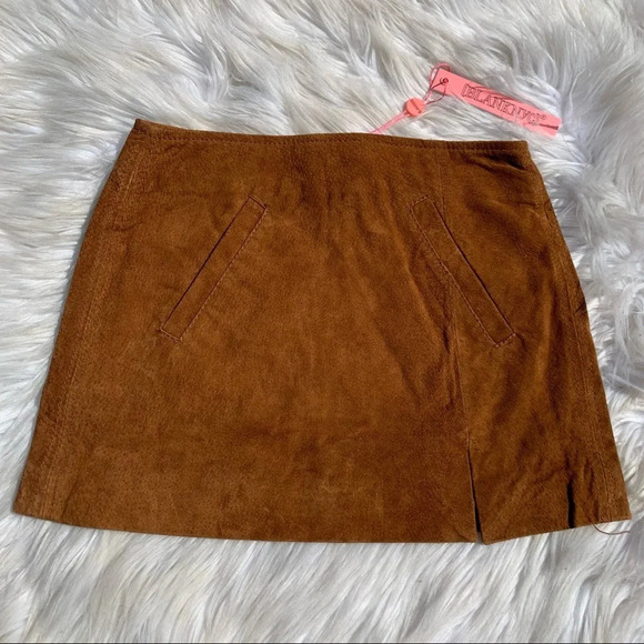 Blank NYC Suede Caramel Tan Brown Mini Skirt - Picture 1 of 7